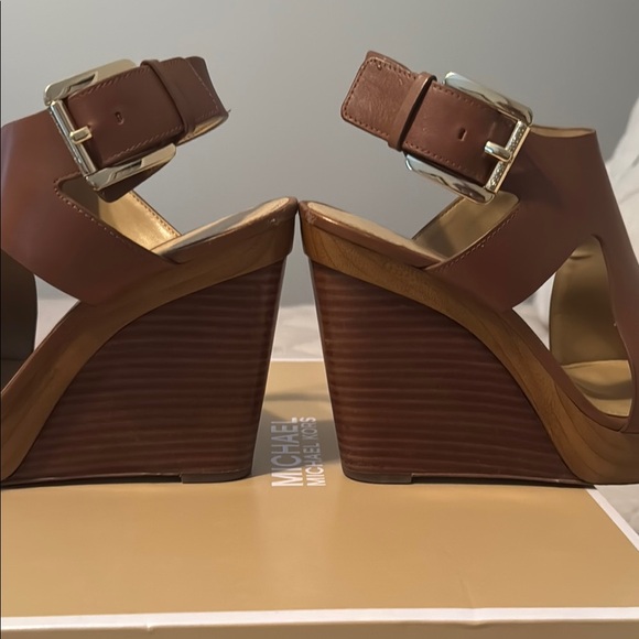 MICHAEL Michael Kors Brown Leather Wedge Sandals - Picture 5 of 9